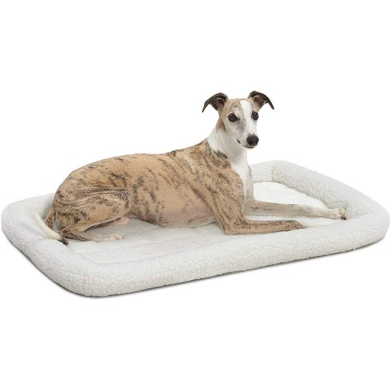 MidWest Homes for Pets 46cm Long Fleece Pet Bed with Comfort Pad Fits 18" Long Dog Crate Easy Care Machine Washable Tumble Dry 40218 White MidWest Homes for Pets 46cm Long Fleece Pet Bed with Comfort Pad Fits 18" Long Dog Crate Easy Care Machine Washable Tumble Dry 40218 White