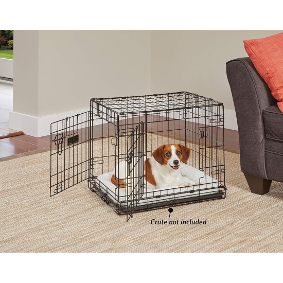 MidWest Homes for Pets 46cm Long Fleece Pet Bed with Comfort Pad Fits 18" Long Dog Crate Easy Care Machine Washable Tumble Dry 40218 White MidWest Homes for Pets 46cm Long Fleece Pet Bed with Comfort Pad Fits 18" Long Dog Crate Easy Care Machine Washable Tumble Dry 40218 White
