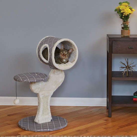 MidWest"Salvador" Cat Tree w/Built-in Sisal Cat Scratching Pad & Cat Look-Out Lounge, Mushroom/Diamond Pattern, Small Cat Tree MidWest"Salvador" Cat Tree w/Built-in Sisal Cat Scratching Pad & Cat Look-Out Lounge, Mushroom/Diamond Pattern, Small Cat Tree