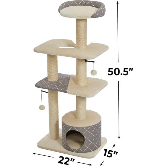 MidWest"Salvador" Cat Tree w/Built-in Sisal Cat Scratching Pad & Cat Look-Out Lounge, Mushroom/Diamond Pattern, Small Cat Tree MidWest"Salvador" Cat Tree w/Built-in Sisal Cat Scratching Pad & Cat Look-Out Lounge, Mushroom/Diamond Pattern, Small Cat Tree
