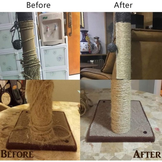 Mouhiv Sisal, Jute Rope for Repairing and Replacing Cat Scratching Posts, 100% Natural Braided Craft Cord for DIY Kittens, Scratching Kicker Toy, Home Office Garden Decoration, Recycling Mouhiv Sisal, Jute Rope for Repairing and Replacing Cat Scratching Posts, 100% Natural Braided Craft Cord for DIY Kittens, Scratching Kicker Toy, Home Office Garden Decoration, Recycling