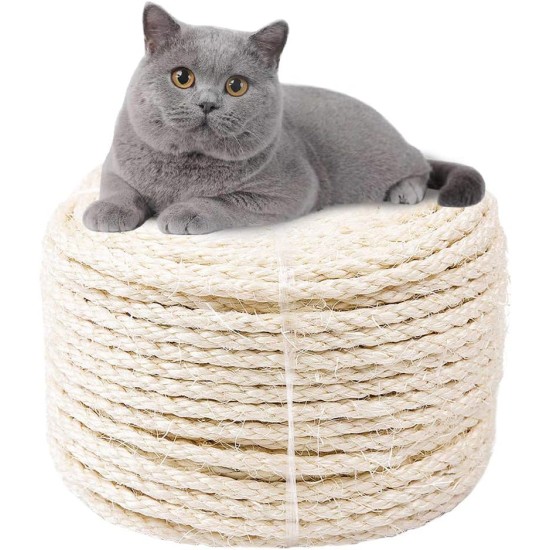Mouhiv Sisal, Jute Rope for Repairing and Replacing Cat Scratching Posts, 100% Natural Braided Craft Cord for DIY Kittens, Scratching Kicker Toy, Home Office Garden Decoration, Recycling Mouhiv Sisal, Jute Rope for Repairing and Replacing Cat Scratching Posts, 100% Natural Braided Craft Cord for DIY Kittens, Scratching Kicker Toy, Home Office Garden Decoration, Recycling