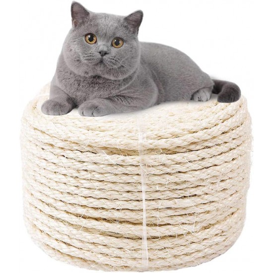 Mouhiv Sisal, Jute Rope for Repairing and Replacing Cat Scratching Posts, 100% Natural Braided Craft Cord for DIY Kittens, Scratching Kicker Toy, Home Office Garden Decoration, Recycling Mouhiv Sisal, Jute Rope for Repairing and Replacing Cat Scratching Posts, 100% Natural Braided Craft Cord for DIY Kittens, Scratching Kicker Toy, Home Office Garden Decoration, Recycling