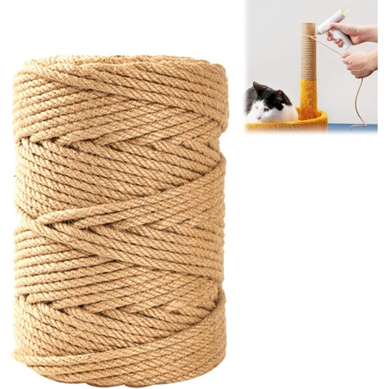 Natural Sisal Rope, 30 m Sisal Rope for Scratching Post, Scratching Post Rope for Cats, Cat Toy, Cat Rope Accessories, Sisal, Rope Scratching Post, DIY, Garden Decoration