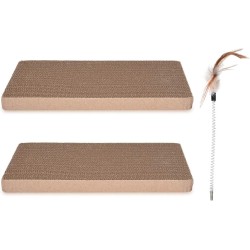 Navaris Cat Scratching Board with Feather Toy - Scratching Mat with Cat Toy Interchangeable - Scratch Cardboard Cat Board for Your Cat's Claws Navaris Cat Scratching Board with Feather Toy - Scratching Mat with Cat Toy Interchangeable - Scratch Cardboard Cat Board for Your Cat's Claws