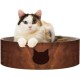 Necoichi Cat Scratching Bowl for Indoor Cats, Cat Scratching Lounger with Reversible Usability and Extra Comfort for Lounge, Cardboard Bed, Couch (Regular, Dark Cherry)