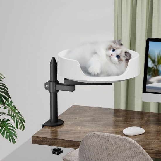 NestChroix Cat Bed for Desk, Raised Cat House Over Desk Keeps Kitten Cat Close and Work Area, Clear Cat Box with Pet Cushion (45° Rotating Pole) NestChroix Cat Bed for Desk, Raised Cat House Over Desk Keeps Kitten Cat Close and Work Area, Clear Cat Box with Pet Cushion (45° Rotating Pole)