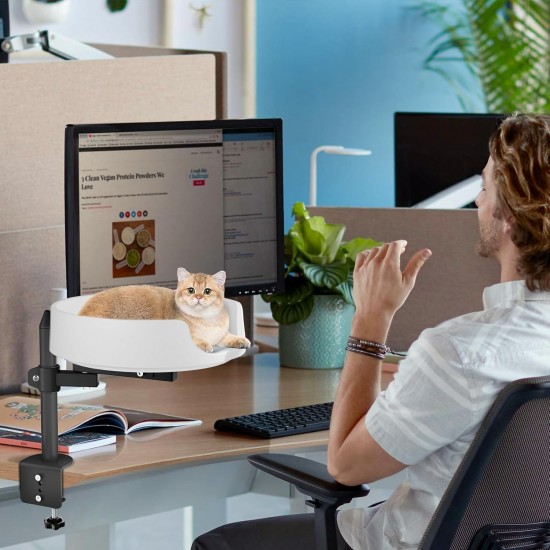 NestChroix Cat Bed for Desk, Raised Cat House Over Desk Keeps Kitten Cat Close and Work Area, Clear Cat Box with Pet Cushion (45° Rotating Pole) NestChroix Cat Bed for Desk, Raised Cat House Over Desk Keeps Kitten Cat Close and Work Area, Clear Cat Box with Pet Cushion (45° Rotating Pole)