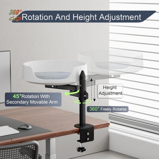 NestChroix Cat Bed for Desk, Raised Cat House Over Desk Keeps Kitten Cat Close and Work Area, Clear Cat Box with Pet Cushion (45° Rotating Pole) NestChroix Cat Bed for Desk, Raised Cat House Over Desk Keeps Kitten Cat Close and Work Area, Clear Cat Box with Pet Cushion (45° Rotating Pole)
