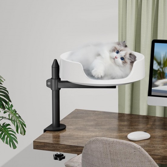 NestChroix Cat Bed for Desk, Raised Cat House Over Desk Keeps Kitten Cat Close and Work Area, Clear Cat Box with Pet Cushion (45° Rotating Pole) NestChroix Cat Bed for Desk, Raised Cat House Over Desk Keeps Kitten Cat Close and Work Area, Clear Cat Box with Pet Cushion (45° Rotating Pole)