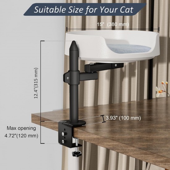 NestChroix Cat Bed for Desk, Raised Cat House Over Desk Keeps Kitten Cat Close and Work Area, Clear Cat Box with Pet Cushion (45° Rotating Pole) NestChroix Cat Bed for Desk, Raised Cat House Over Desk Keeps Kitten Cat Close and Work Area, Clear Cat Box with Pet Cushion (45° Rotating Pole)