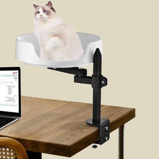 NestChroix Cat Bed for Desk, Raised Cat House Over Desk Keeps Kitten Cat Close and Work Area, Clear Cat Box with Pet Cushion (45° Rotating Pole) NestChroix Cat Bed for Desk, Raised Cat House Over Desk Keeps Kitten Cat Close and Work Area, Clear Cat Box with Pet Cushion (45° Rotating Pole)