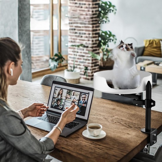 NestChroix Cat Bed for Desk, Raised Cat House Over Desk Keeps Kitten Cat Close and Work Area, Clear Cat Box with Pet Cushion (45° Rotating Pole) NestChroix Cat Bed for Desk, Raised Cat House Over Desk Keeps Kitten Cat Close and Work Area, Clear Cat Box with Pet Cushion (45° Rotating Pole)