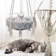 Nicear Cat Hammock, Hand Woven Hanging Swing Bed with Tassel, Hand Knitted Nest Basket for Sleeping and Climbing Kittens and Puppies (30cm without Seat Cushion) Nicear Cat Hammock, Hand Woven Hanging Swing Bed with Tassel, Hand Knitted Nest Basket for Sleeping and Climbing Kittens and Puppies (30cm without Seat Cushion)