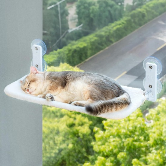 Nicear Wireless Folding Cat Window Seat with 4 Suction Cups Sturdy Frame for Glass Windows and Interior Walls Cat Hammock White 52 x 30 cm Load 20kg Nicear Wireless Folding Cat Window Seat with 4 Suction Cups Sturdy Frame for Glass Windows and Interior Walls Cat Hammock White 52 x 30 cm Load 20kg
