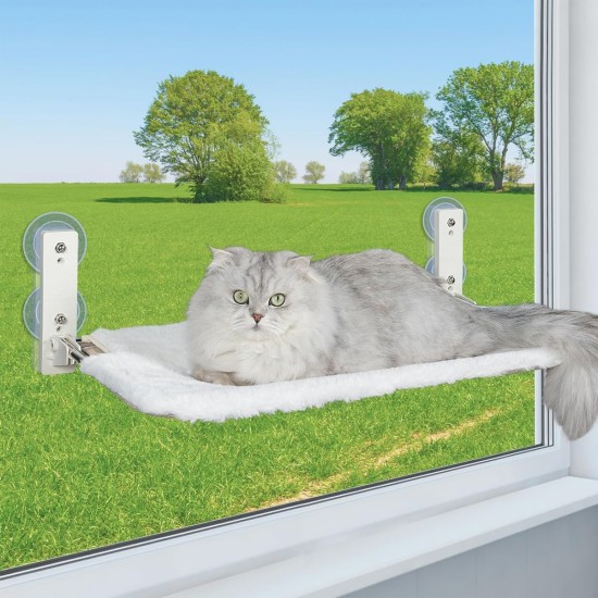 Nicear Wireless Folding Cat Window Seat with 4 Suction Cups Sturdy Frame for Glass Windows and Interior Walls Cat Hammock White 52 x 30 cm Load 20kg Nicear Wireless Folding Cat Window Seat with 4 Suction Cups Sturdy Frame for Glass Windows and Interior Walls Cat Hammock White 52 x 30 cm Load 20kg