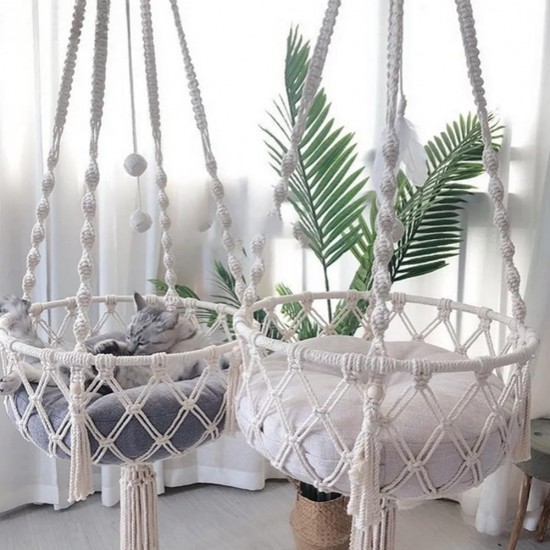Nicoone Cat Hammock, Cotton Cat Swing Bed, Hanging Window Hammock, Bed, Knitting, Hanging Cat Nest, Pet Swing Pet Bed (White, 45) Nicoone Cat Hammock, Cotton Cat Swing Bed, Hanging Window Hammock, Bed, Knitting, Hanging Cat Nest, Pet Swing Pet Bed (White, 45)