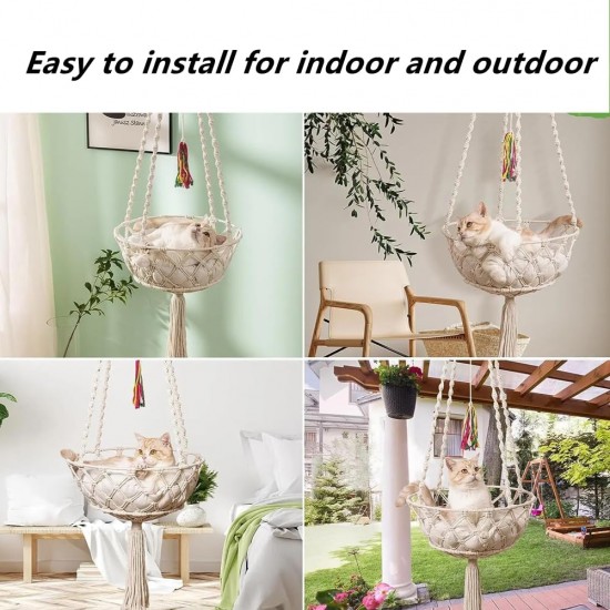 Nicoone Cat Hammock, Cotton Cat Swing Bed, Hanging Window Hammock, Bed, Knitting, Hanging Cat Nest, Pet Swing Pet Bed (White, 45) Nicoone Cat Hammock, Cotton Cat Swing Bed, Hanging Window Hammock, Bed, Knitting, Hanging Cat Nest, Pet Swing Pet Bed (White, 45)