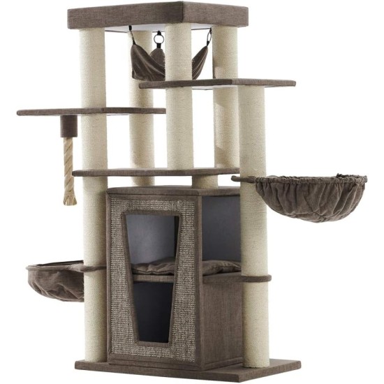 Nobby Zati Cat Scratching Post Brown Linen Look Pack of 1 Nobby Zati Cat Scratching Post Brown Linen Look Pack of 1