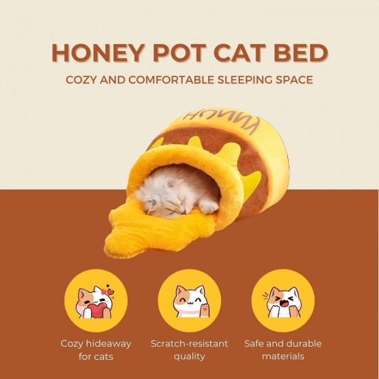 PECHVINO Honey Pot Cat Bed - Comfortable Memory Foam Pet Furniture with Removable Cushion - Stylish and Washable Cat Bed for Small Cats and Breeds PECHVINO Honey Pot Cat Bed - Comfortable Memory Foam Pet Furniture with Removable Cushion - Stylish and Washable Cat Bed for Small Cats and Breeds