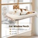 PEFUNY Cordless Folding Cat Window Perch, Cat Hammock for Window and Wall, with 4 Suction Cups, Sturdy Setal Frame for Glass Windows and Interior Walls (White With Bed Large) PEFUNY Cordless Folding Cat Window Perch, Cat Hammock for Window and Wall, with 4 Suction Cups, Sturdy Setal Frame for Glass Windows and Interior Walls (White With Bed Large)