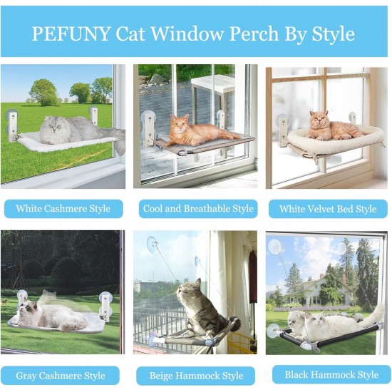 PEFUNY Wireless Folding Cat Window Perch, Cat Hammock for Window and Wall, with 4 Suction Cups, Sturdy Setal Frame for Glass Windows and Interior Walls (Beige with Bed, Medium) PEFUNY Wireless Folding Cat Window Perch, Cat Hammock for Window and Wall, with 4 Suction Cups, Sturdy Setal Frame for Glass Windows and Interior Walls (Beige with Bed, Medium)
