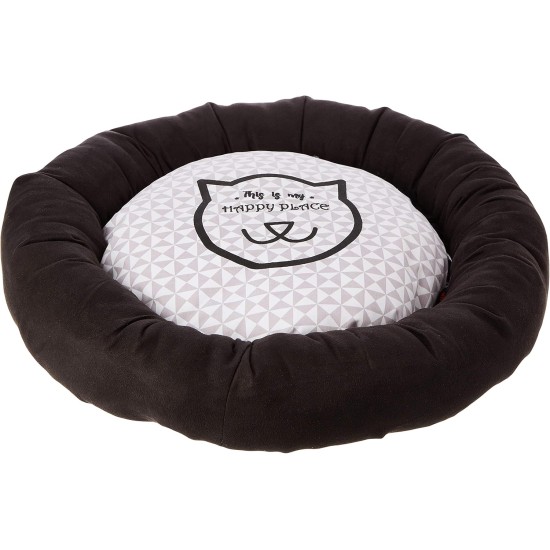 PETBLIS Cozy 48cm Round Cat Bed - Black + Brown - 1kg PETBLIS Cozy 48cm Round Cat Bed - Black + Brown - 1kg