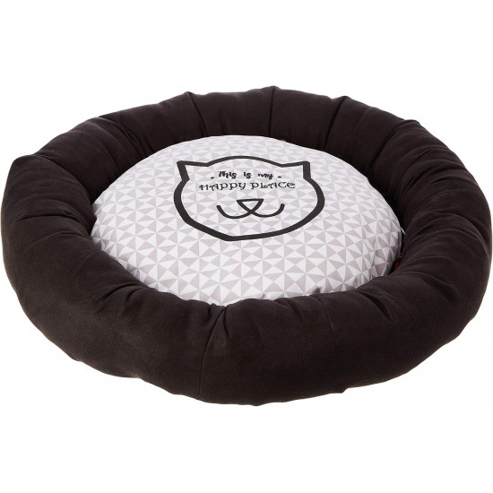 PETBLIS Cozy 48cm Round Cat Bed - Black + Brown - 1kg PETBLIS Cozy 48cm Round Cat Bed - Black + Brown - 1kg