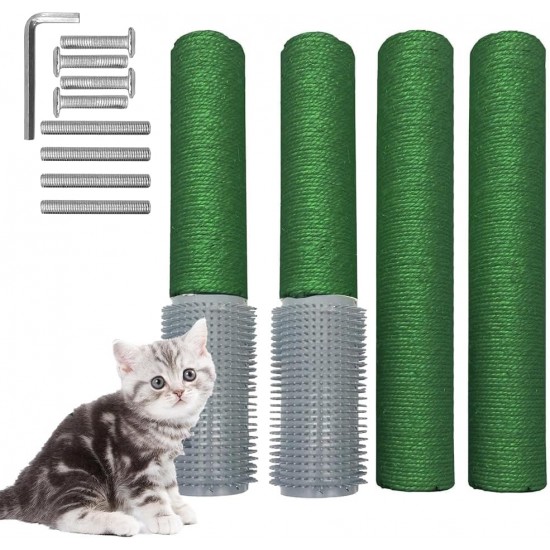 PINVNBY 4pcs Cat Scratching Post Replacement with Groomer, 15.7 Inch Natural Sisal Extension Scratching Post for Cats Tree DIY Crafts Climbing Perch Hemp Rope Scratching Perch Parts Green PINVNBY 4pcs Cat Scratching Post Replacement with Groomer, 15.7 Inch Natural Sisal Extension Scratching Post for Cats Tree DIY Crafts Climbing Perch Hemp Rope Scratching Perch Parts Green