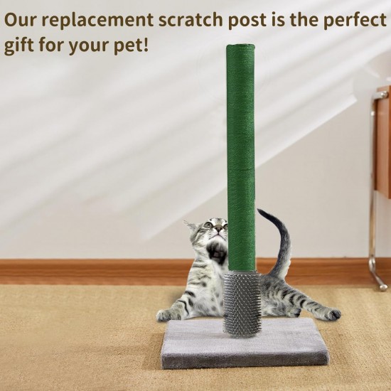PINVNBY 4pcs Cat Scratching Post Replacement with Groomer, 15.7 Inch Natural Sisal Extension Scratching Post for Cats Tree DIY Crafts Climbing Perch Hemp Rope Scratching Perch Parts Green PINVNBY 4pcs Cat Scratching Post Replacement with Groomer, 15.7 Inch Natural Sisal Extension Scratching Post for Cats Tree DIY Crafts Climbing Perch Hemp Rope Scratching Perch Parts Green