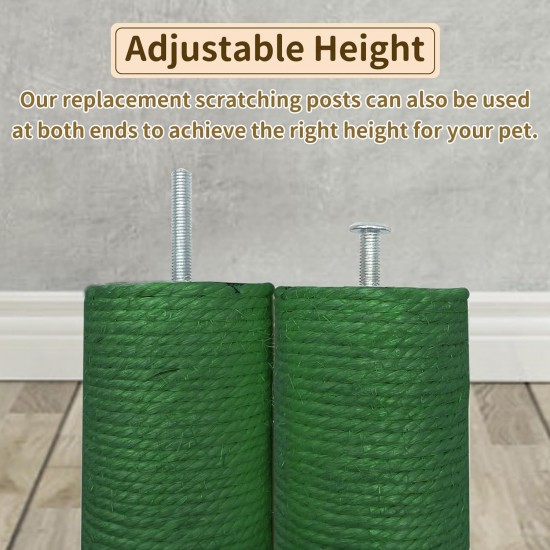 PINVNBY 4pcs Cat Scratching Post Replacement with Groomer, 15.7 Inch Natural Sisal Extension Scratching Post for Cats Tree DIY Crafts Climbing Perch Hemp Rope Scratching Perch Parts Green PINVNBY 4pcs Cat Scratching Post Replacement with Groomer, 15.7 Inch Natural Sisal Extension Scratching Post for Cats Tree DIY Crafts Climbing Perch Hemp Rope Scratching Perch Parts Green