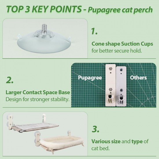 PUPAGREE Wireless Foldable Cat Window Pole, Cat Hammock for Windows and Wall, with 4 Suction Cups, Sturdy Setal Frame for Glass Windows and Interior Walls (Grey, Large) PUPAGREE Wireless Foldable Cat Window Pole, Cat Hammock for Windows and Wall, with 4 Suction Cups, Sturdy Setal Frame for Glass Windows and Interior Walls (Grey, Large)