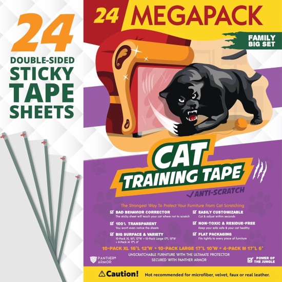 Panther Armor Robust scratch protection for sofa, cat, pack of 18 anti-scratch film for cats Panther Armor Robust scratch protection for sofa, cat, pack of 18 anti-scratch film for cats
