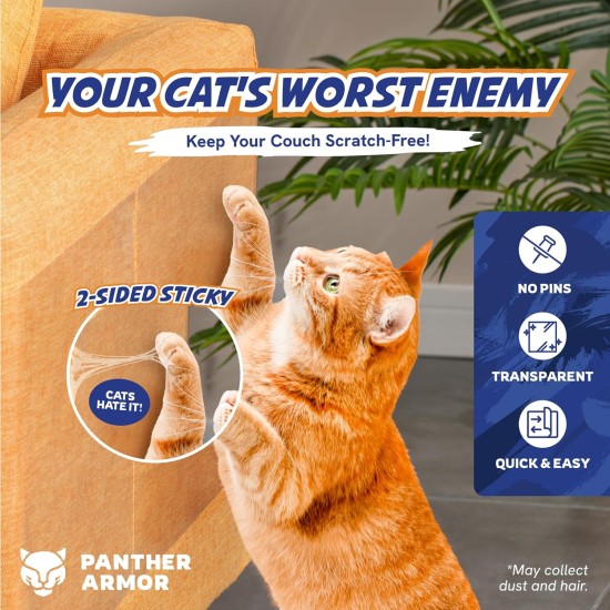 Panther Armor Robust scratch protection for sofa, cat, pack of 18 anti-scratch film for cats Panther Armor Robust scratch protection for sofa, cat, pack of 18 anti-scratch film for cats