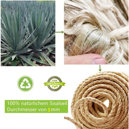 Parain Sisal Rope for Scratching Post, Cat Tree, Natural Sisal Rope, 6 mm (6 mm, 10 m) Parain Sisal Rope for Scratching Post, Cat Tree, Natural Sisal Rope, 6 mm (6 mm, 10 m)