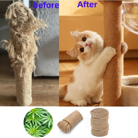 Parain Sisal Rope for Scratching Post, Cat Tree, Natural Sisal Rope, 6 mm (6 mm, 10 m) Parain Sisal Rope for Scratching Post, Cat Tree, Natural Sisal Rope, 6 mm (6 mm, 10 m)