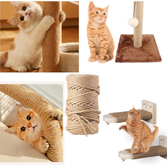 Parain Sisal Rope for Scratching Post, Cat Tree, Natural Sisal Rope, 6 mm (6 mm, 10 m) Parain Sisal Rope for Scratching Post, Cat Tree, Natural Sisal Rope, 6 mm (6 mm, 10 m)