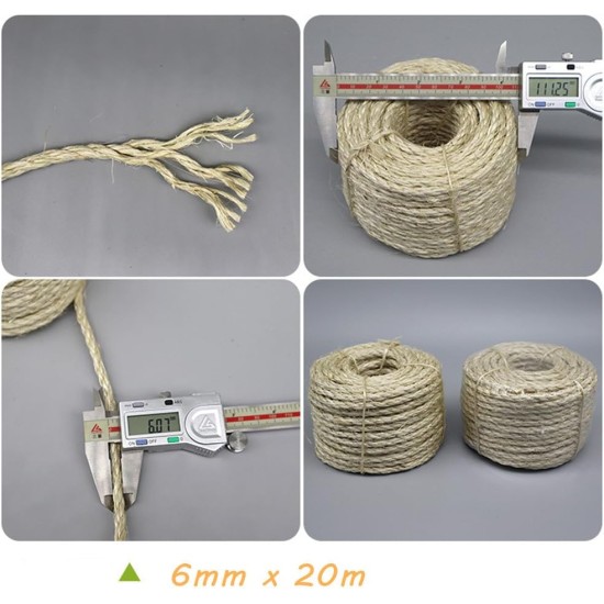 Parain Sisal Rope for Scratching Post, Cat Tree, Natural Sisal Rope, 6 mm (6 mm, 10 m) Parain Sisal Rope for Scratching Post, Cat Tree, Natural Sisal Rope, 6 mm (6 mm, 10 m)
