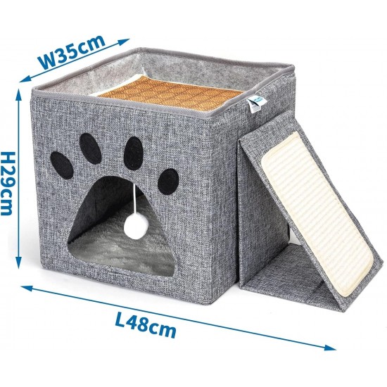 Patapalooza Collapsible Cat Bed with Scratching Board, Ideal for Recreation and Entertainment, Saves Space and Promotes Healthy Scratching Patapalooza Collapsible Cat Bed with Scratching Board, Ideal for Recreation and Entertainment, Saves Space and Promotes Healthy Scratching