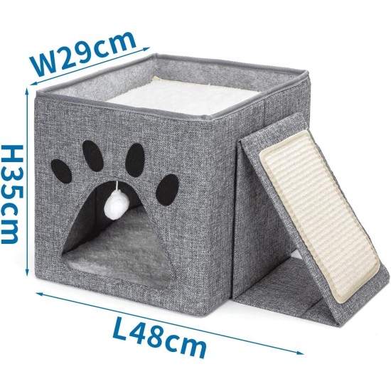 Patapalooza Zusammenklappbares Katzenbett mit Kratzbrett, ideal für Erholung und Unterhaltung, spart Platz und fördert gesundes Kratzen. Patapalooza Zusammenklappbares Katzenbett mit Kratzbrett, ideal für Erholung und Unterhaltung, spart Platz und fördert gesundes Kratzen.