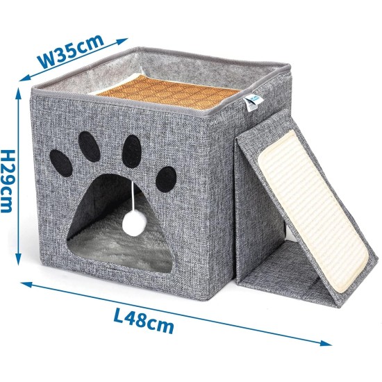 Patapalooza Zusammenklappbares Katzenbett mit Kratzbrett, ideal für Erholung und Unterhaltung, spart Platz und fördert gesundes Kratzen. Patapalooza Zusammenklappbares Katzenbett mit Kratzbrett, ideal für Erholung und Unterhaltung, spart Platz und fördert gesundes Kratzen.