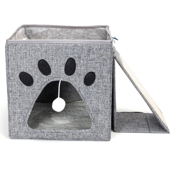 Patapalooza Zusammenklappbares Katzenbett mit Kratzbrett, ideal für Erholung und Unterhaltung, spart Platz und fördert gesundes Kratzen. Patapalooza Zusammenklappbares Katzenbett mit Kratzbrett, ideal für Erholung und Unterhaltung, spart Platz und fördert gesundes Kratzen.
