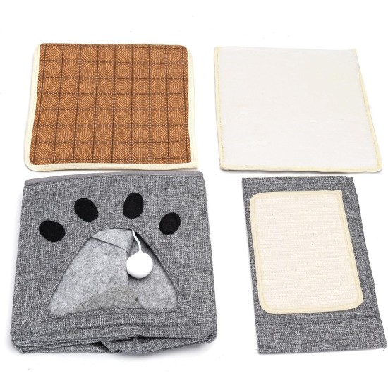 Patapalooza Zusammenklappbares Katzenbett mit Kratzbrett, ideal für Erholung und Unterhaltung, spart Platz und fördert gesundes Kratzen. Patapalooza Zusammenklappbares Katzenbett mit Kratzbrett, ideal für Erholung und Unterhaltung, spart Platz und fördert gesundes Kratzen.