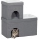 PawHut Cat Cave Cat House with 3 Levels, Cat Bed with Cushion, Dog House for Cats up to 5 kg, 74 x 37.5 x 78.5 cm, Grey PawHut Cat Cave Cat House with 3 Levels, Cat Bed with Cushion, Dog House for Cats up to 5 kg, 74 x 37.5 x 78.5 cm, Grey
