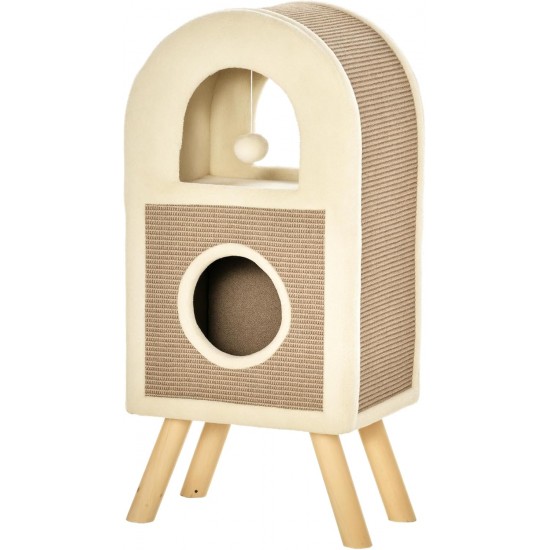 PawHut Cat Cave Cat Scratching Post with Scratching Board Play Balls Cat Bed Scratching Mat Multi-Tier Chipboard Plush Sisal Coffee 40 x 34 x 91 cm PawHut Cat Cave Cat Scratching Post with Scratching Board Play Balls Cat Bed Scratching Mat Multi-Tier Chipboard Plush Sisal Coffee 40 x 34 x 91 cm