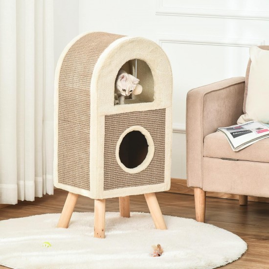 PawHut Cat Cave Cat Scratching Post with Scratching Board Play Balls Cat Bed Scratching Mat Multi-Tier Chipboard Plush Sisal Coffee 40 x 34 x 91 cm PawHut Cat Cave Cat Scratching Post with Scratching Board Play Balls Cat Bed Scratching Mat Multi-Tier Chipboard Plush Sisal Coffee 40 x 34 x 91 cm