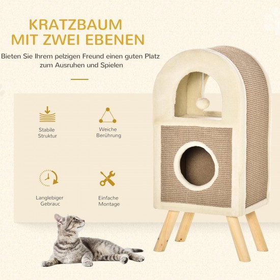 PawHut Cat Cave Cat Scratching Post with Scratching Board Play Balls Cat Bed Scratching Mat Multi-Tier Chipboard Plush Sisal Coffee 40 x 34 x 91 cm PawHut Cat Cave Cat Scratching Post with Scratching Board Play Balls Cat Bed Scratching Mat Multi-Tier Chipboard Plush Sisal Coffee 40 x 34 x 91 cm
