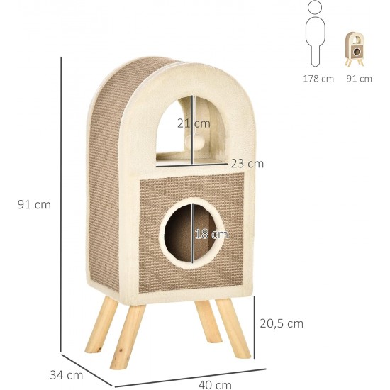 PawHut Cat Cave Cat Scratching Post with Scratching Board Play Balls Cat Bed Scratching Mat Multi-Tier Chipboard Plush Sisal Coffee 40 x 34 x 91 cm PawHut Cat Cave Cat Scratching Post with Scratching Board Play Balls Cat Bed Scratching Mat Multi-Tier Chipboard Plush Sisal Coffee 40 x 34 x 91 cm