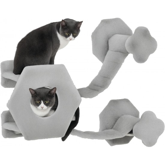 PawHut Cat Climbing Wall, Cat Lounger with Steps, Cat Cave, Jumping Tower, Toy Ball, Cat Platform for Cats up to 5 kg, Light Grey PawHut Cat Climbing Wall, Cat Lounger with Steps, Cat Cave, Jumping Tower, Toy Ball, Cat Platform for Cats up to 5 kg, Light Grey