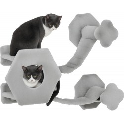 PawHut Cat Climbing Wall, Cat Lounger with Steps, Cat Cave, Jumping Tower, Toy Ball, Cat Platform for Cats up to 5 kg, Light Grey PawHut Cat Climbing Wall, Cat Lounger with Steps, Cat Cave, Jumping Tower, Toy Ball, Cat Platform for Cats up to 5 kg, Light Grey